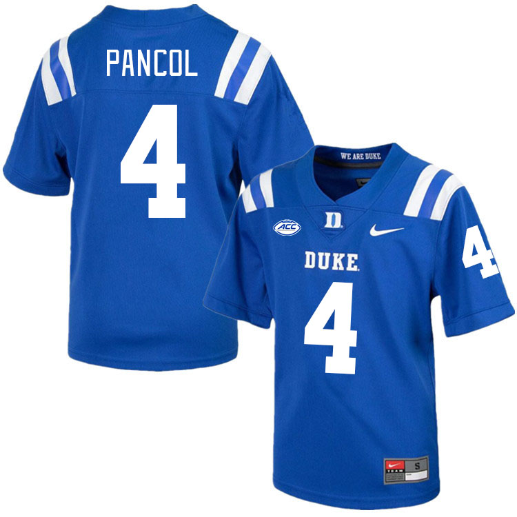 Men #4 Eli Pancol Duke Blue Devils College Football Jerseys Stitched-Royal